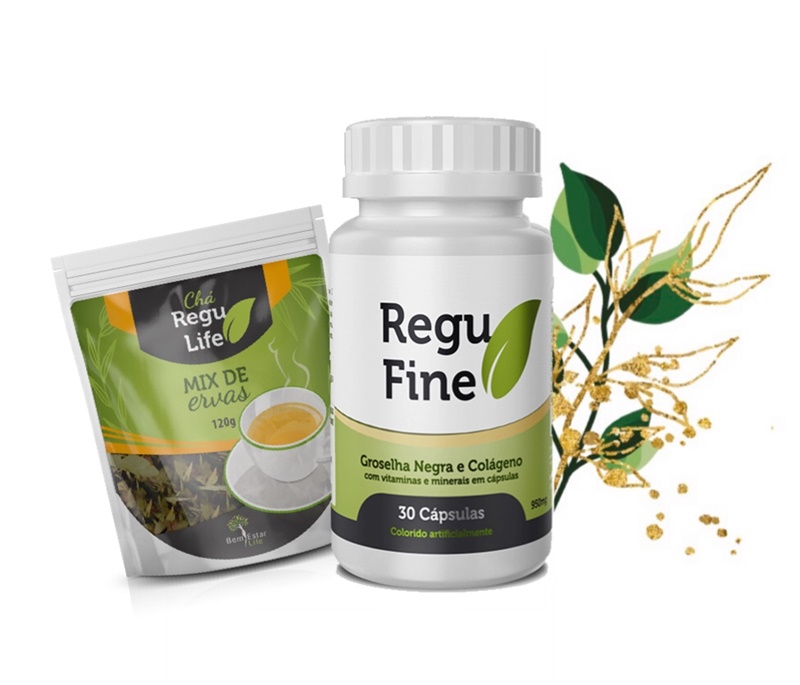 Regu Fine 30 Caps ChÁ Regu Life Pacote 120 Gr Milene Pompilio Suplementos Bem Estar 8988